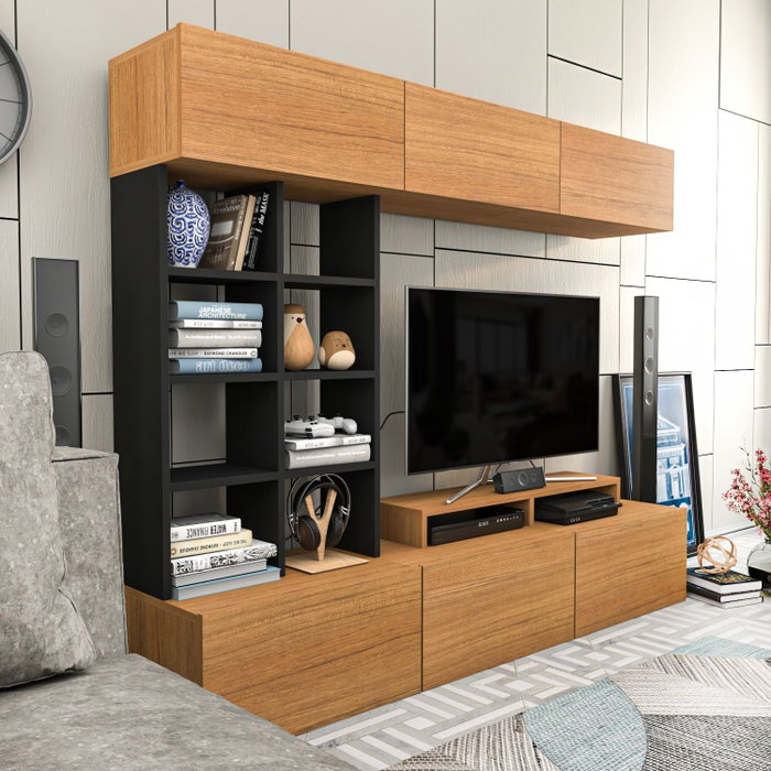 Hanah Home Sasa Unidad de TV - Teak, Black